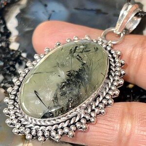Moss Prehnite Pendant 2 1/2”